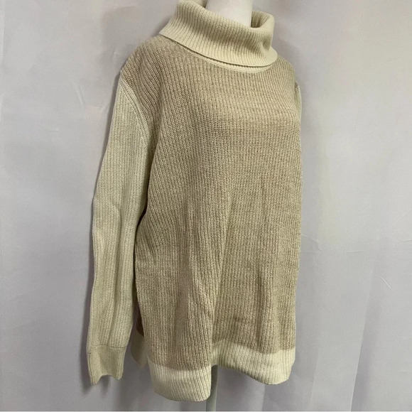 Barbour Two Tone Beige Cream Turtleneck Sweater Oversized US 12 - Picture 4 of 8
